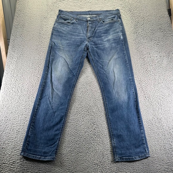 Levis 541 Jeans Mens 37x32 Blue Dark Wash Cotton Stretch Straight Denim Workwear - Picture 1 of 10